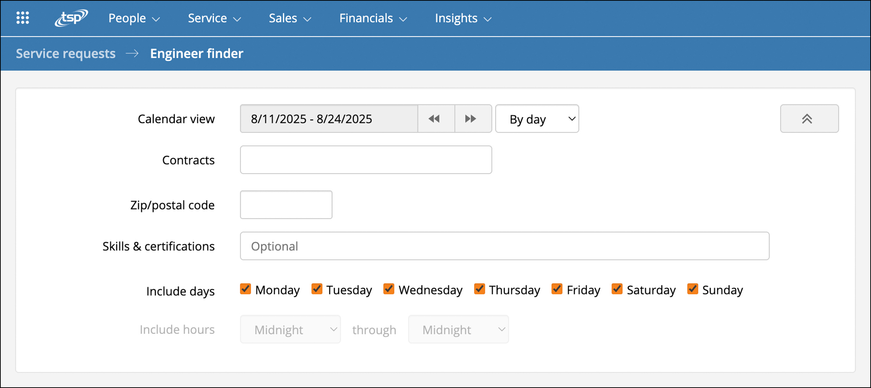 IT service management (CSC) engineer finder tool