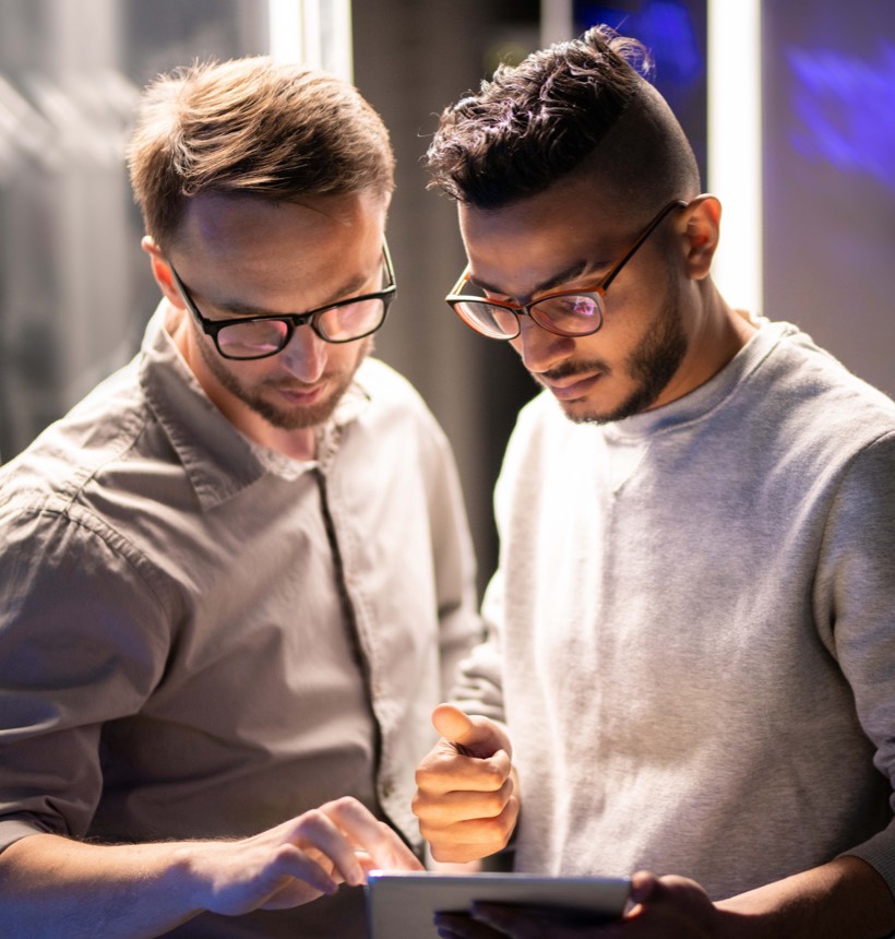 Two members of an IT workforce team